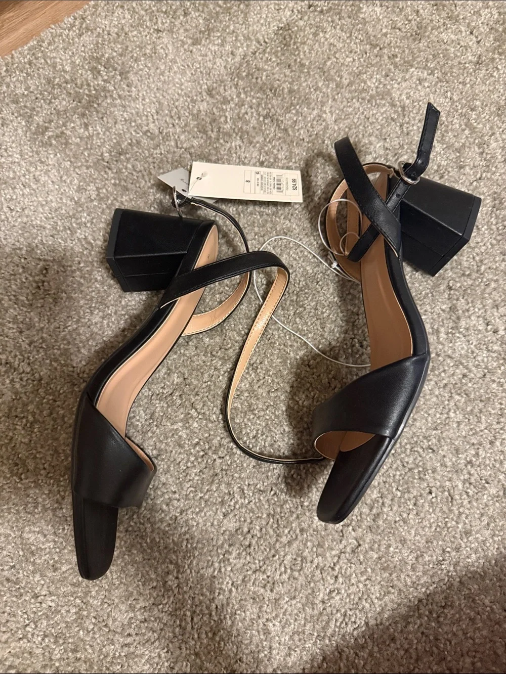 a new day Black Square-Toe Ankle-Strap Heeled Sandals target Shannon heels
